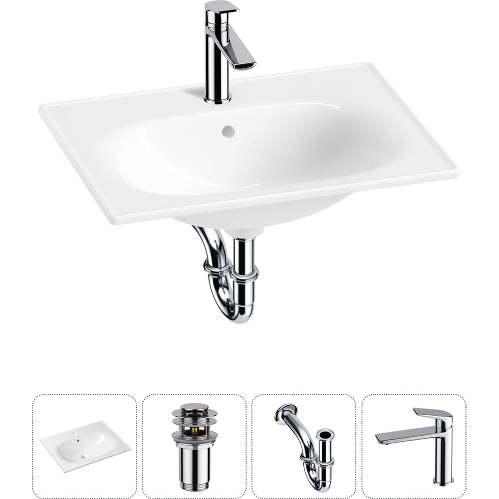 Изображение товара Врезная раковина для ванной Lavinia Boho с комплектом 4 в 1, белая