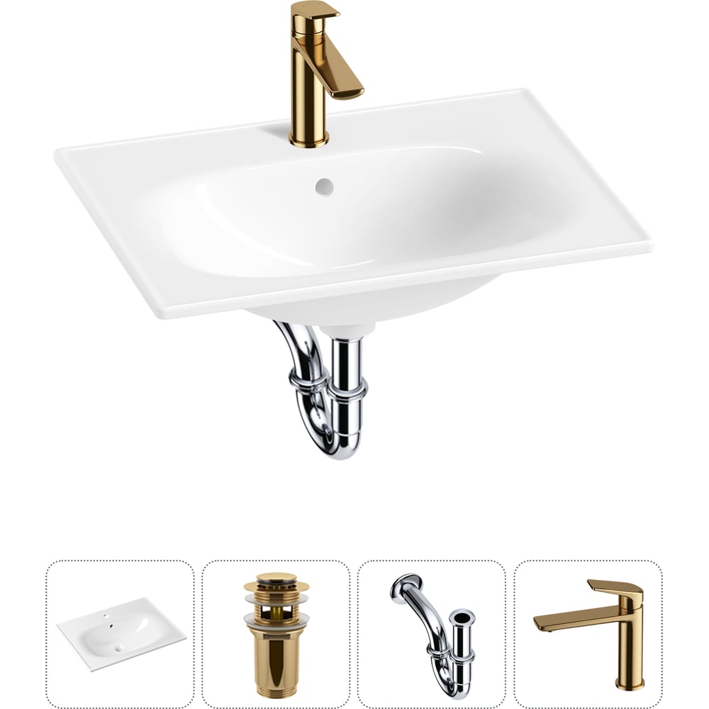 Изображение товара Врезная раковина для ванной Lavinia Boho с сифон и смесителем 600х460 мм