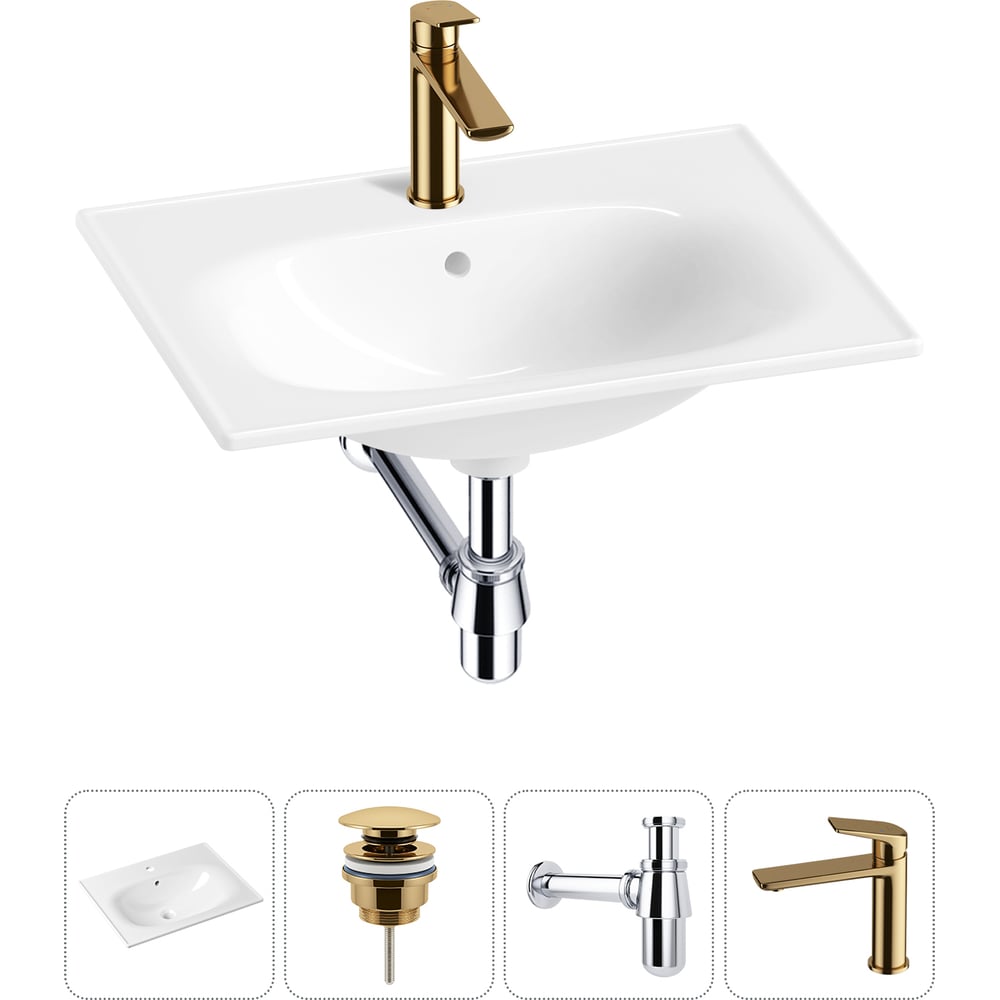 Изображение товара Врезная раковина для ванной Lavinia Boho 600x460 мм с сифоном и смесителем