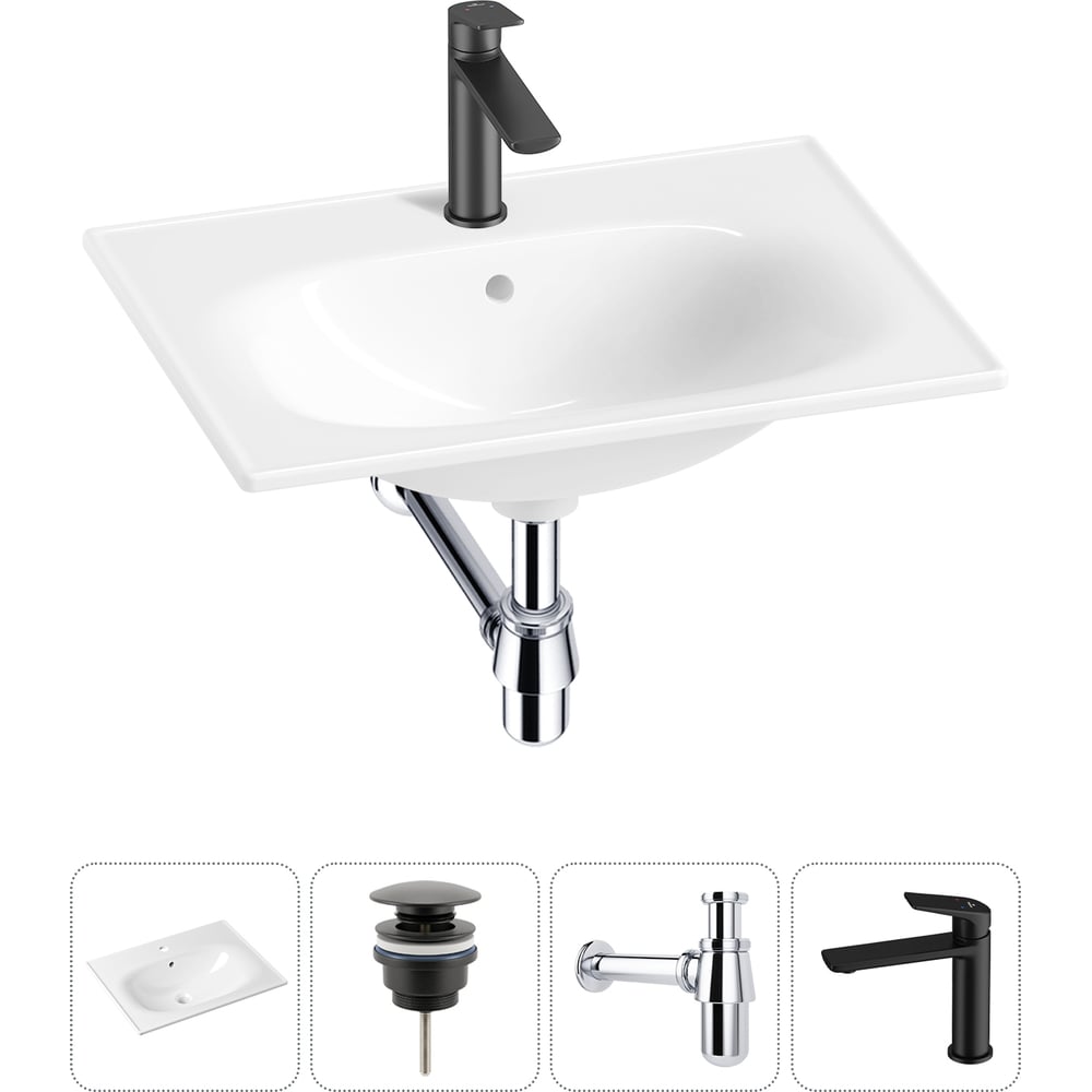 Изображение товара Врезная раковина для ванной Lavinia Boho 4 в 1 с сифоном и смесителем белая