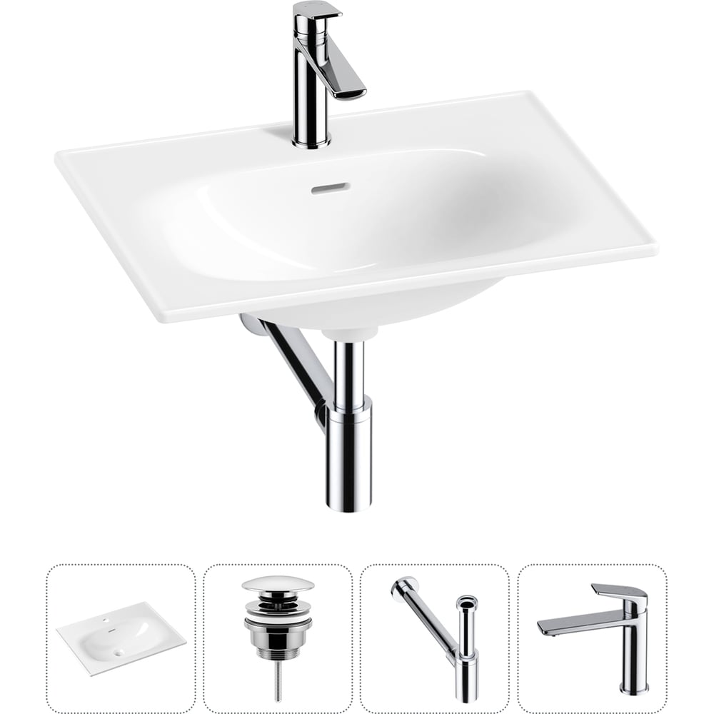 Изображение товара Раковина Lavinia Bathroom Sink 20217655R с смесителем, белая Изображение товара Раковина Lavinia Bathroom Sink 20217655R с смесителем, белая