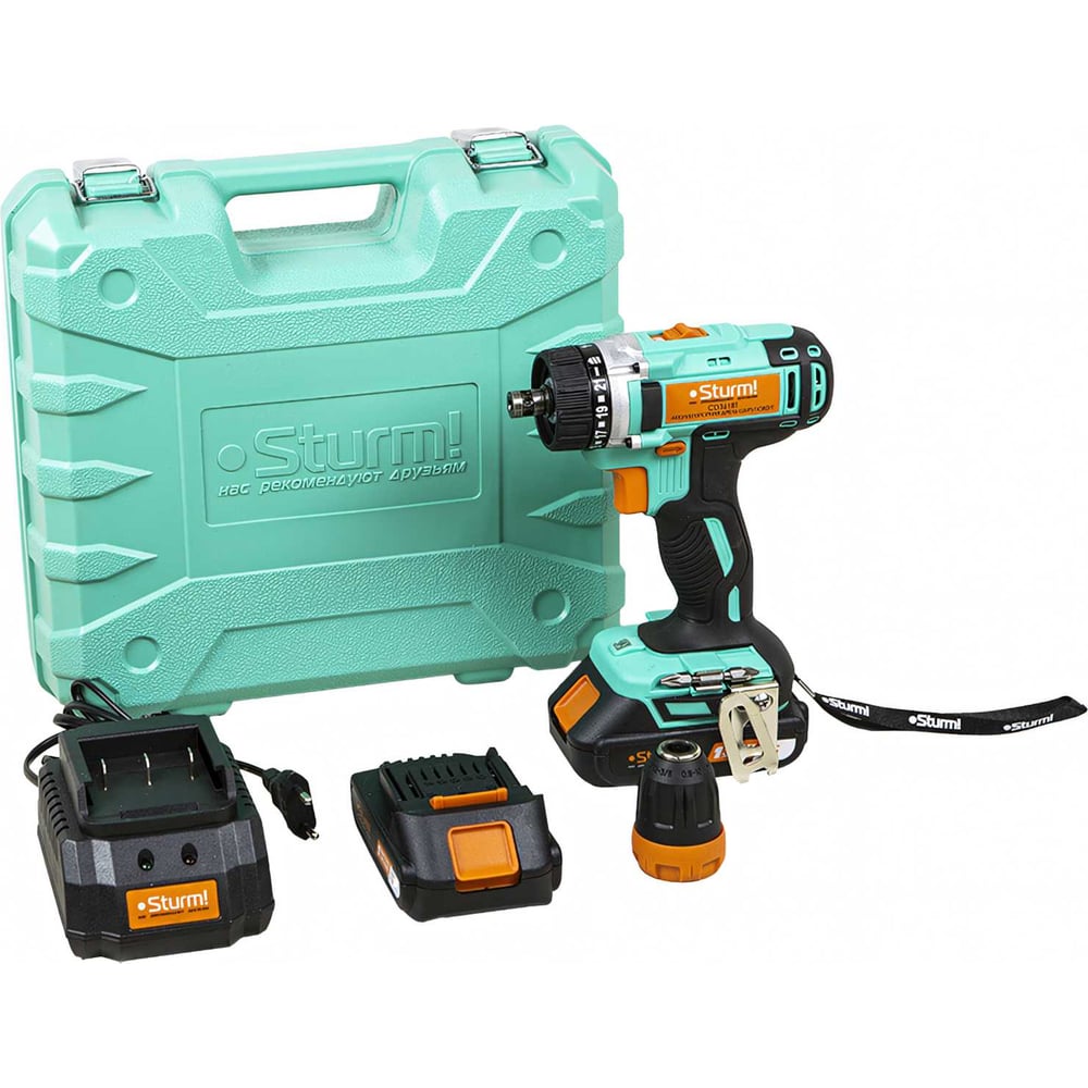Изображение товара Аккумуляторная дрель Sturm 18 В CD3618T с кейсом и двумя аккумуляторами