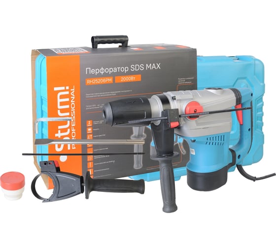 Изображение товара Перфоратор Sturm SDS-MAX 2000Вт, 12Дж, 3900уд/мин, 560об/мин, 2 режима, кейс RH25206PM