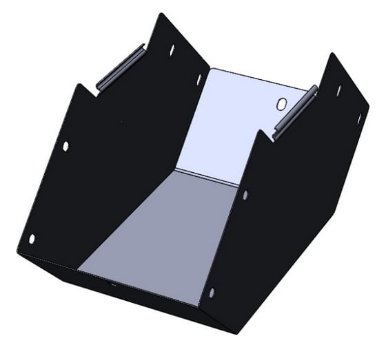 Изображение товара Угол внутренний (подъем) CABLIDERTRAYS замковый 90 град, оцинкованный ЛМЗП-200х200-1,2-90