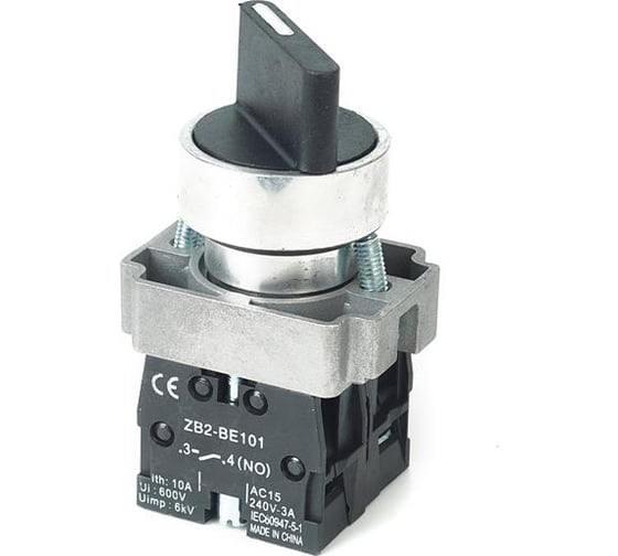 Изображение товара Переключатель HLT BD25 черный 2 положения I-0 стандарт. ручка 1з+1р IP20 (20шт./уп.) 085-17-086