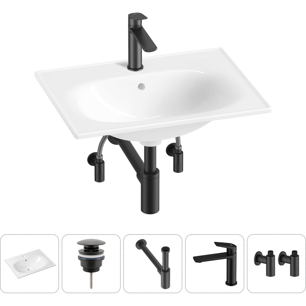 Изображение товара Врезная раковина для ванной Lavinia Boho 600х460 мм санфарфор с комплектом