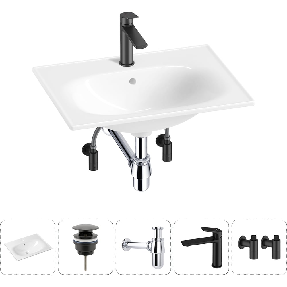 Изображение товара Врезная раковина для ванной Lavinia Boho с набором 5 в 1 белый санфарфор