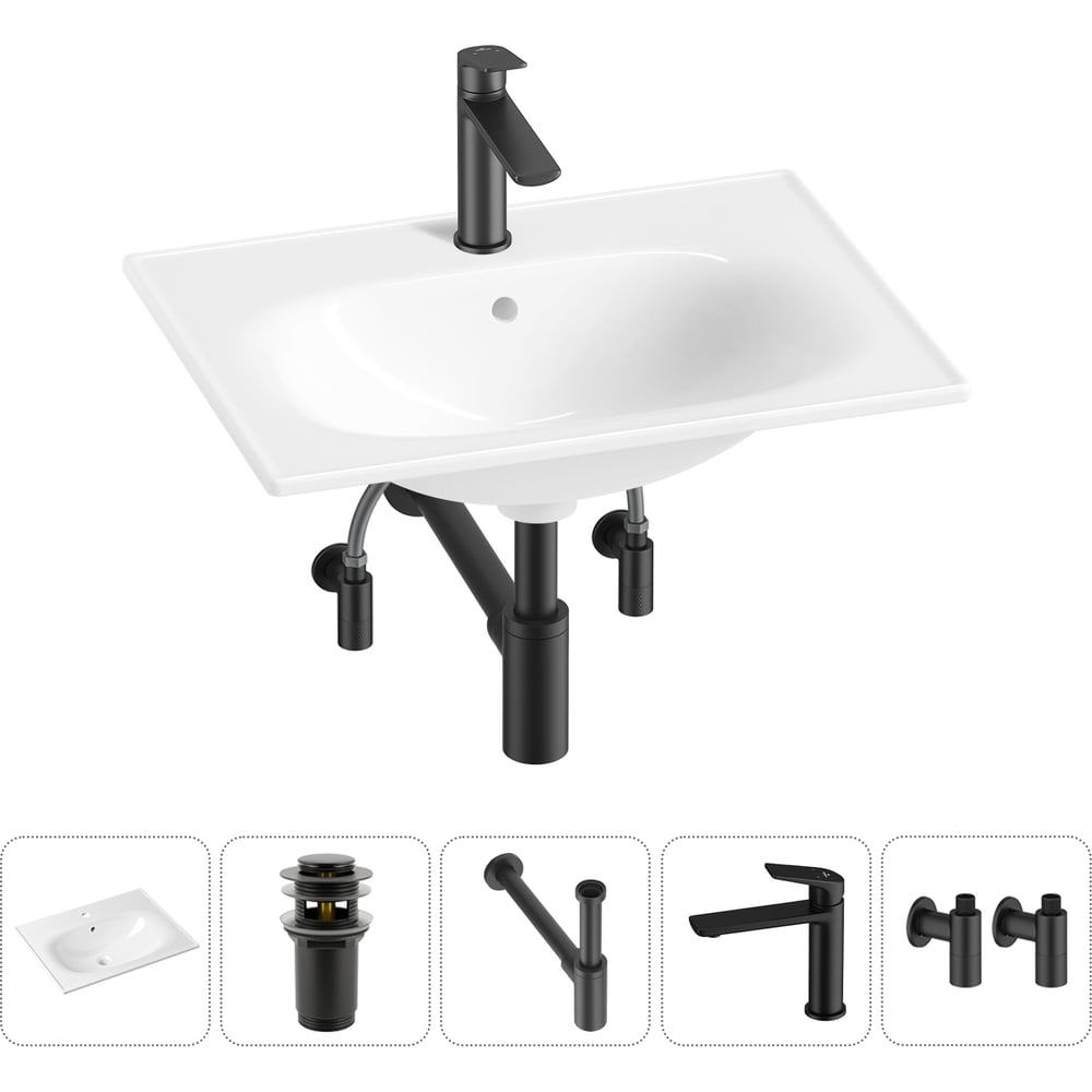 Изображение товара Врезная раковина для ванной Lavinia Boho белая с комплектом 5 в 1