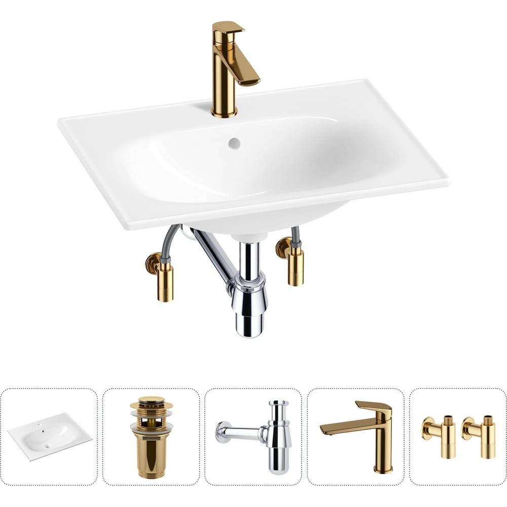 Изображение товара Врезная раковина для ванной Lavinia Boho 600 мм с комплектом 5 в 1