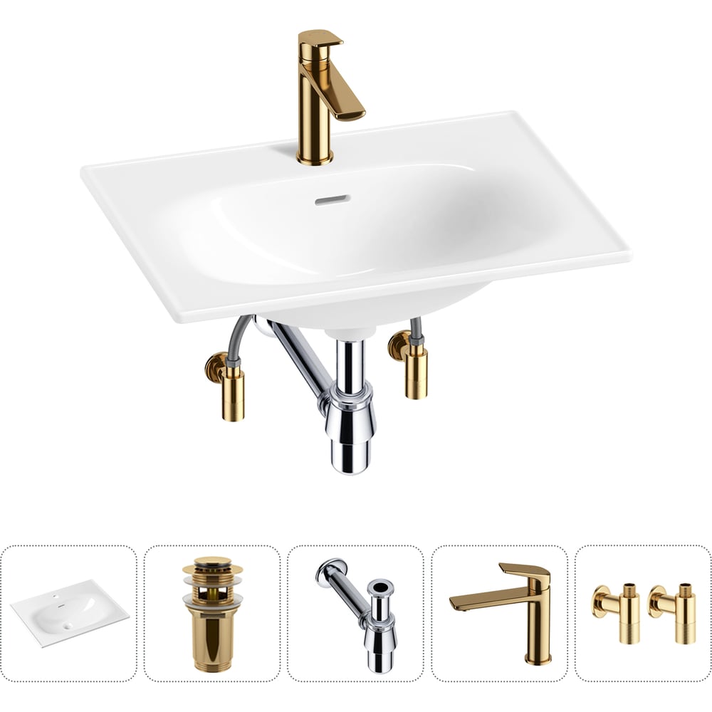 Изображение товара Встраиваемая раковина Lavinia Bathrom Sink 5 в 1 с золотыми аксессуарами Изображение товара Встраиваемая раковина Lavinia Bathrom Sink 5 в 1 с золотыми аксессуарами
