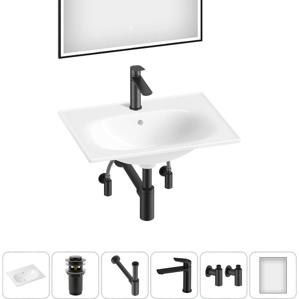 Изображение товара Врезная раковина для ванной Lavinia Boho 600x460 мм белая с комплектом