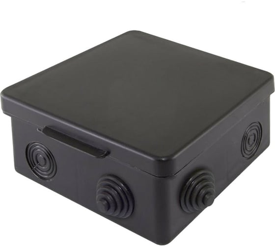 Изображение товара Распаечная коробка УРАЛ ПАК открытой проводки 100х100х50мм 8 входов, черная IP54 КО-53010100-018