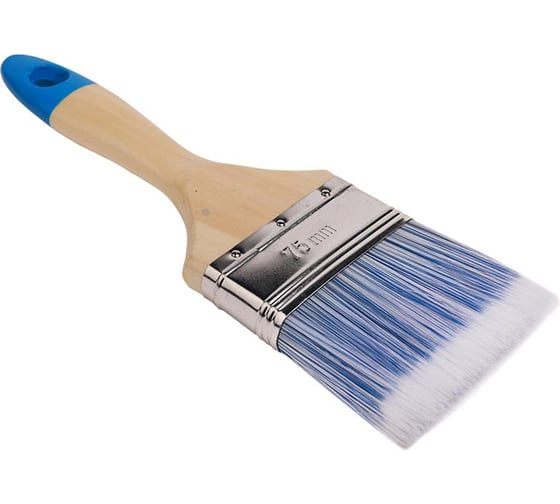 Изображение товара Кисть плоская Toolberg Лазурит-Эксперт искусственная щетина, деревянная рукоятка, 75мм ЛА-00003508