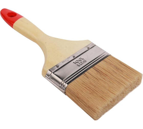 Изображение товара Кисть плоская Toolberg Классик-Эксперт натуральная щетина, деревянная рукоятка, 100мм ЛА-00003374