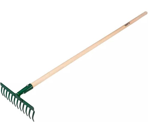 Изображение товара Универсальные прямые грабли VERTO 12 зубьев, клепаная головка, деревянная ручка 15G056