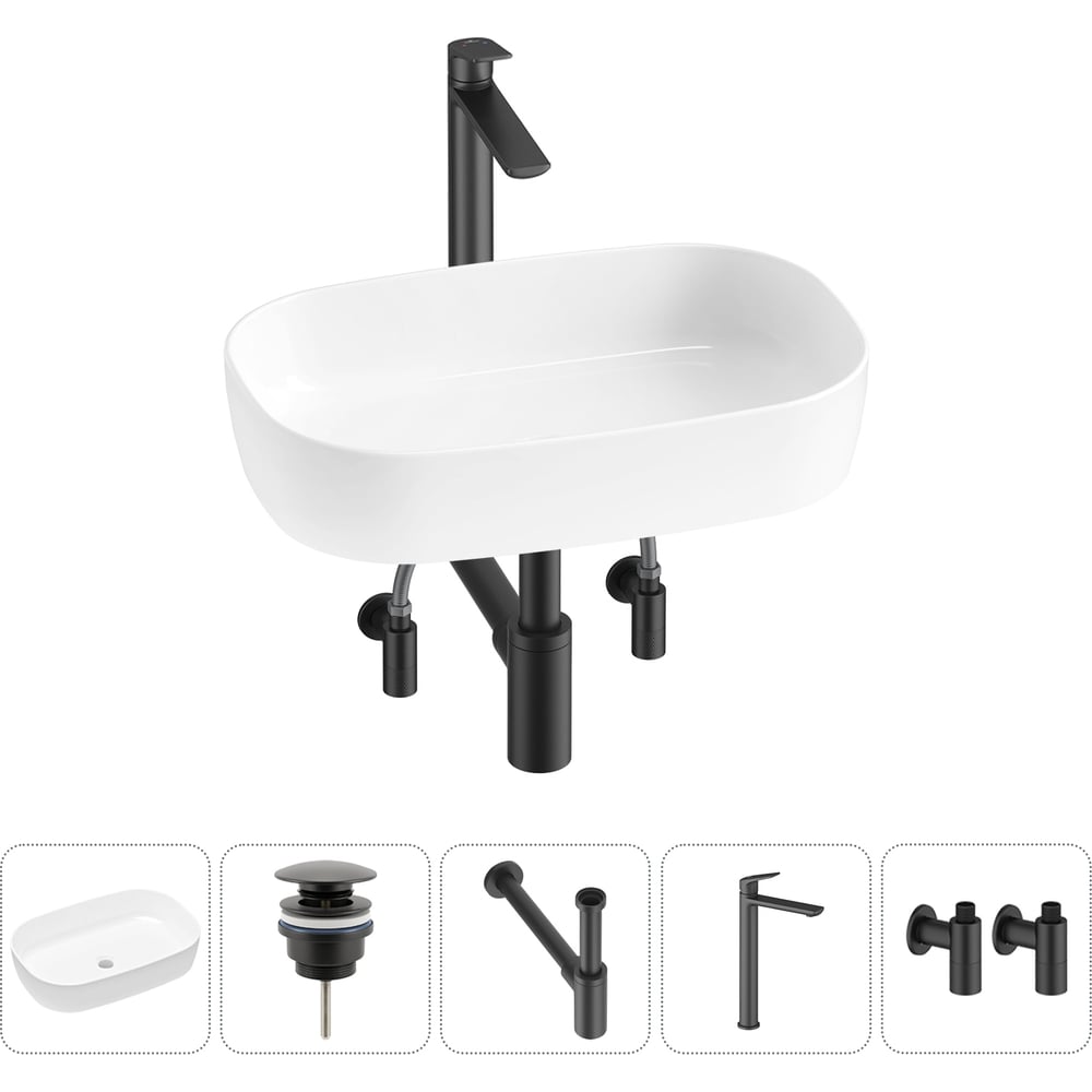 Изображение товара Накладная современная овальная раковина Lavinia Boho 5 в 1 белая