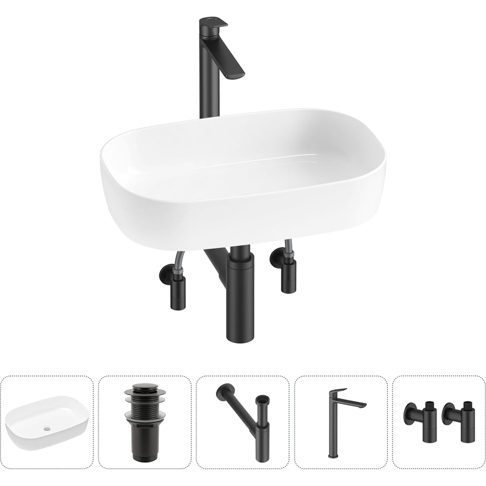 Изображение товара Накладная раковина для ванной Lavinia Boho серия Bathroom Sink Slim глянцевая белая