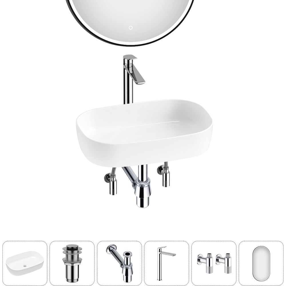 Изображение товара Накладная раковина для ванной Lavinia Boho серия Bathroom Sink Slim белая