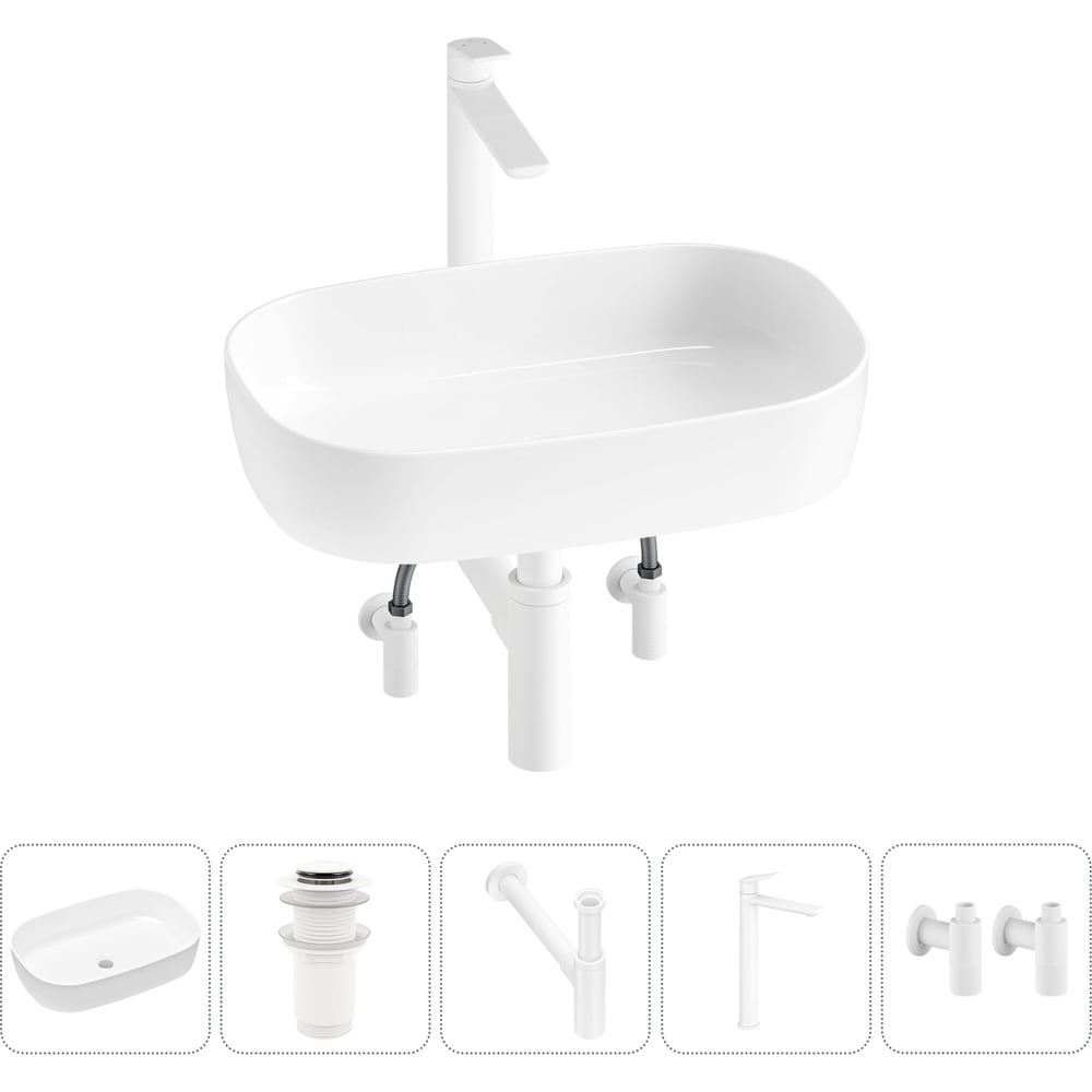 Изображение товара Накладная раковина для ванной Lavinia Boho Bathroom Sink Slim овальная белая