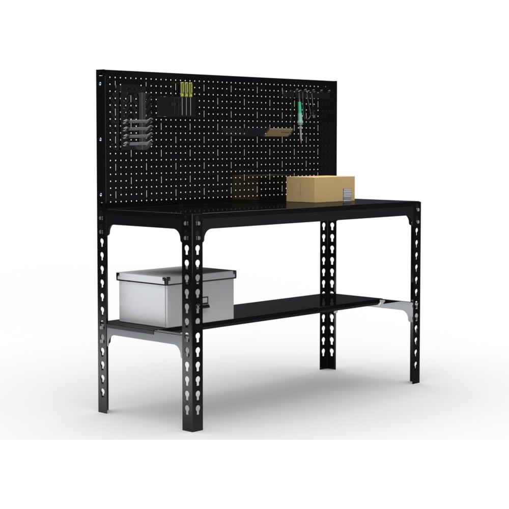 Изображение товара Металлический стол ООО Металекс 750x1400x400 мм с перфопанелью и аксессуарами