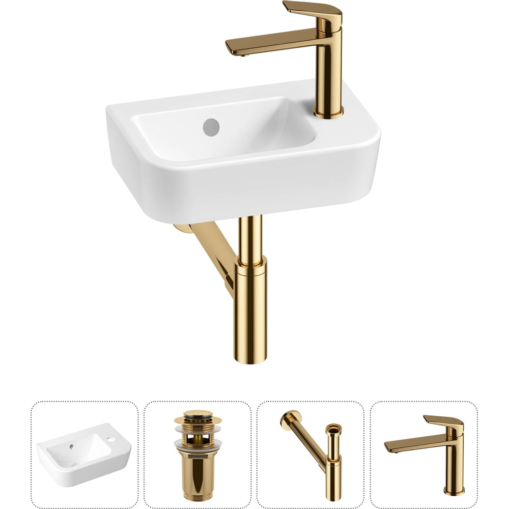 Изображение товара Мини-раковина для ванной комнаты Lavinia Boho One 20217373R белая с золотыми акцентами