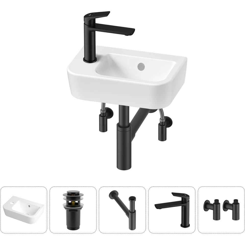 Изображение товара Мини-раковина Lavinia Boho One 20217322R с сифоном и смесителем белая