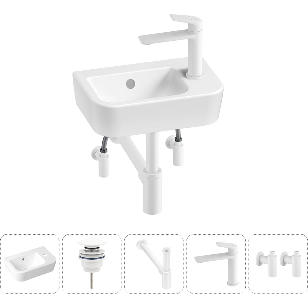 Изображение товара Мини-раковина Lavinia Boho One 20217366R с комплектом 5 в 1 белая современная