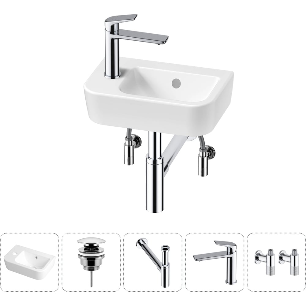 Изображение товара Мини-раковина Lavinia Boho One 5 в 1 с комплектом для ванной современной белая