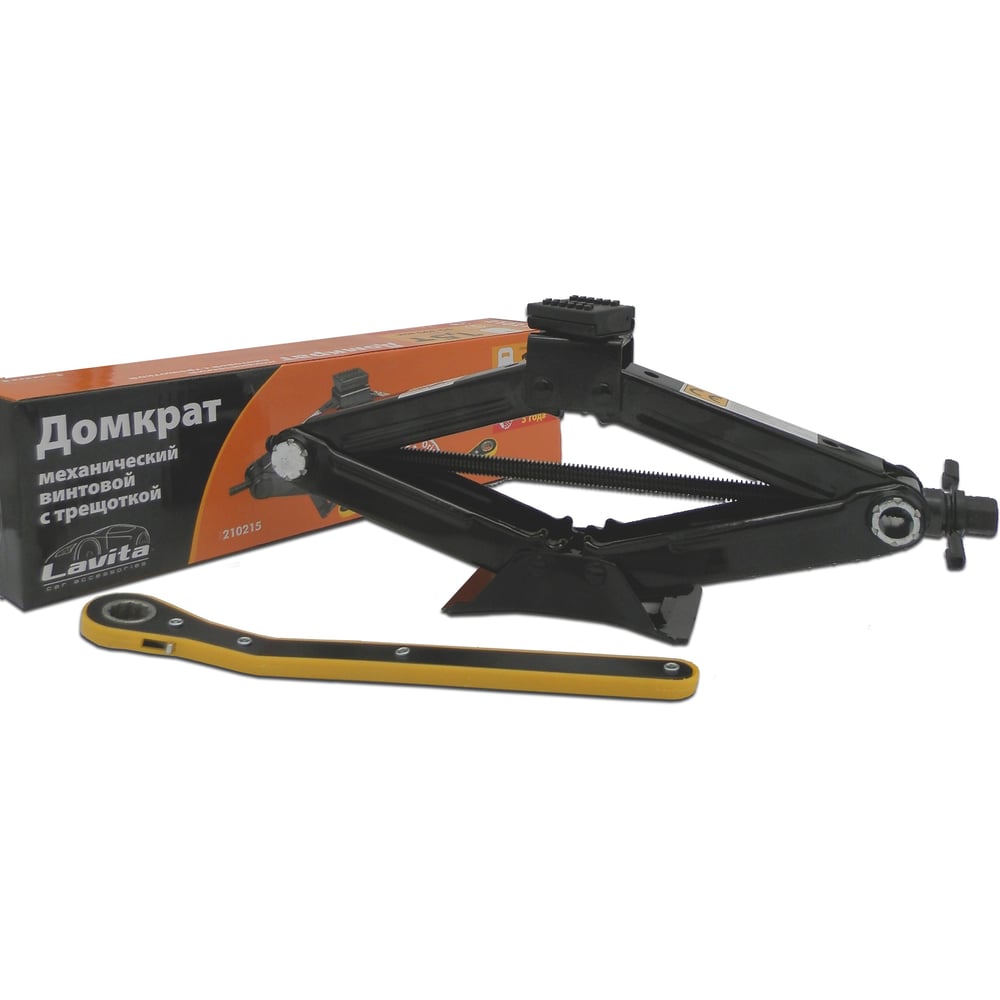 Изображение товара Домкрат механический LAVITA с резинкой длиной 1,5 м и рабочим диапазоном 95-390 мм