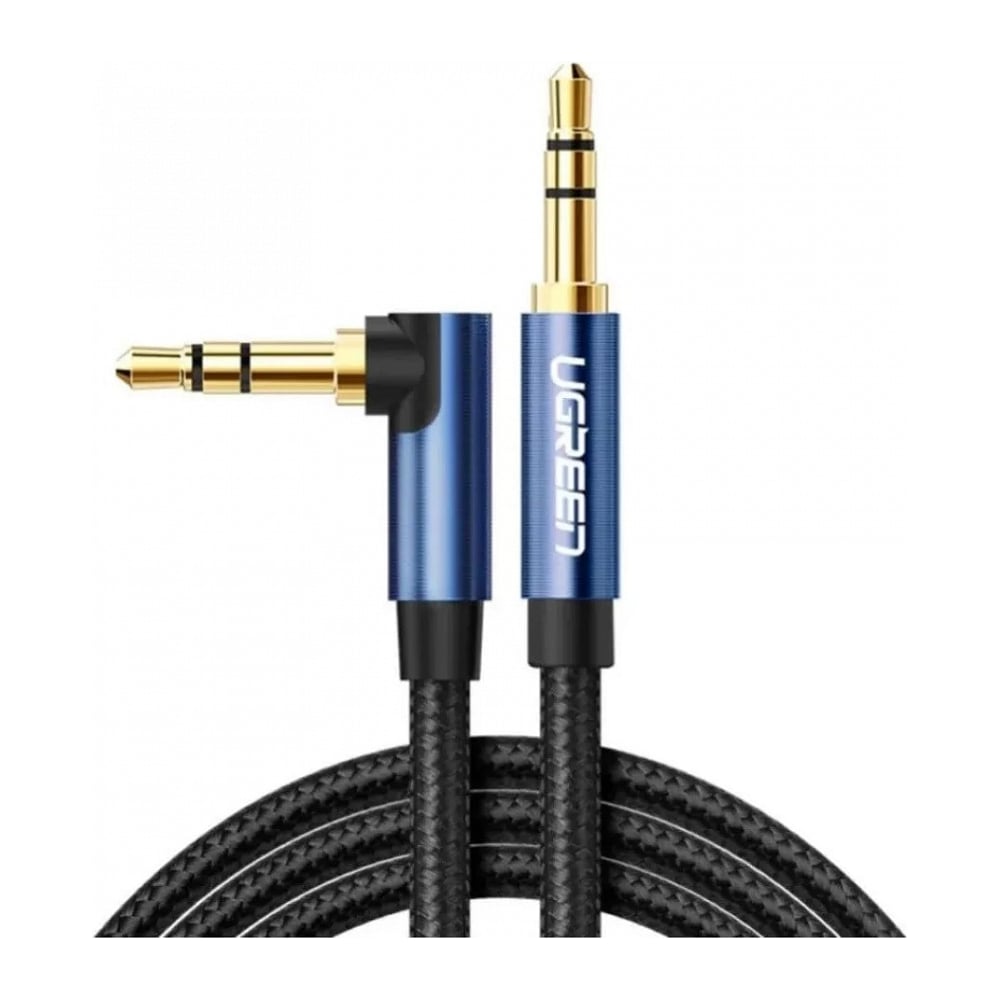 Изображение товара Кабель Ugreen AV112 3.5mm Male To Male угловой 2м черный качество звук