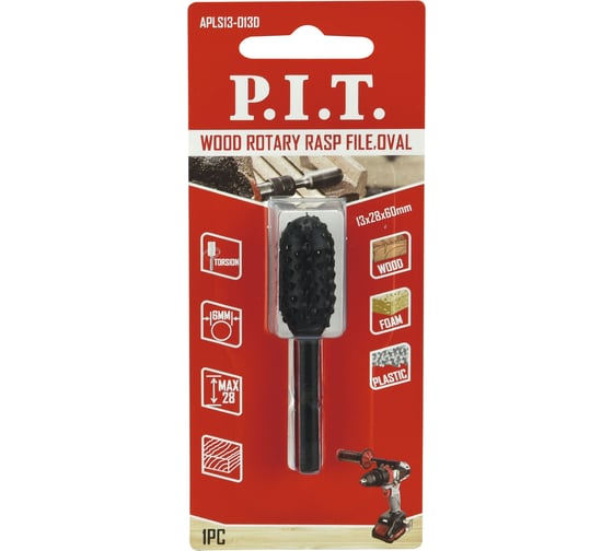 Изображение товара Шарошка стальная по дереву P.I.T. 13x28 мм, хвостовик 6 мм APLS13-013D