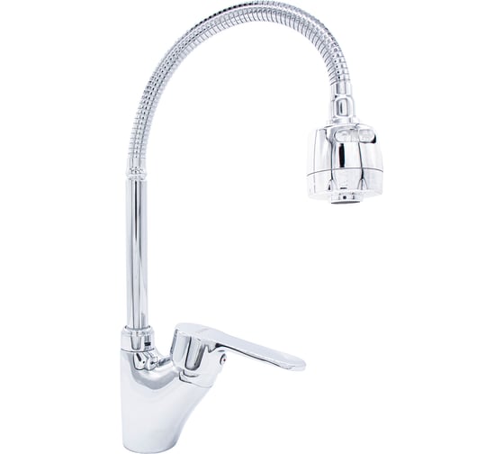 Изображение товара Смеситель для кухни Doron DС 2824-N, шаровый, хром, излив гибкий гофрированный, п/г 000313