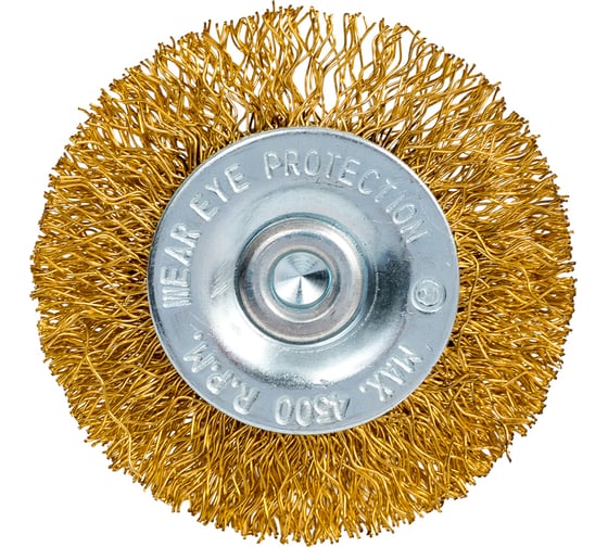 Изображение товара Щетка плоская для дрели Hardcore 50 мм, латунированная волнистая проволока 242050