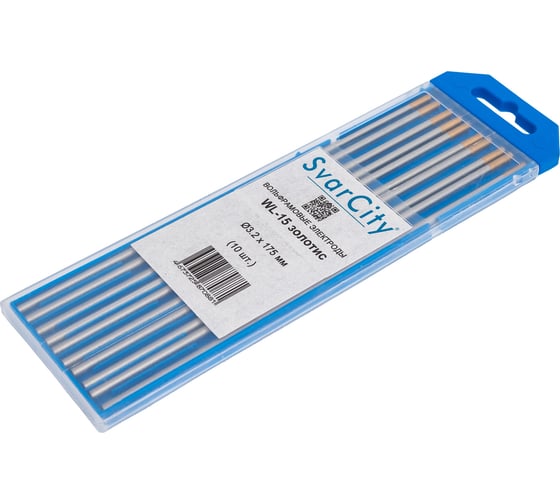 Изображение товара Электроды неплавящиеся вольфрамовые Svarcity WL-15 (10шт, 3.2х175мм), золотистый WL-15/3,2/175мм