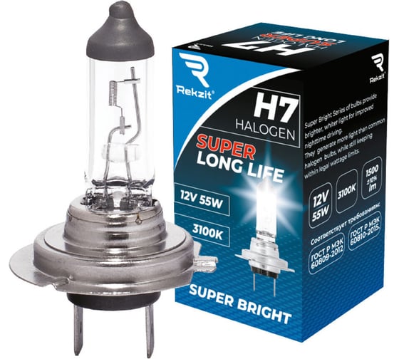 Изображение товара Лампа галогенная Rekzit H7 12V55W Super Long Life 90072