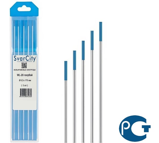 Изображение товара Электроды неплавящиеся вольфрамовые Svarcity WL-20 (5шт, 4.0х175мм), голубой WL-20/4,0/175мм