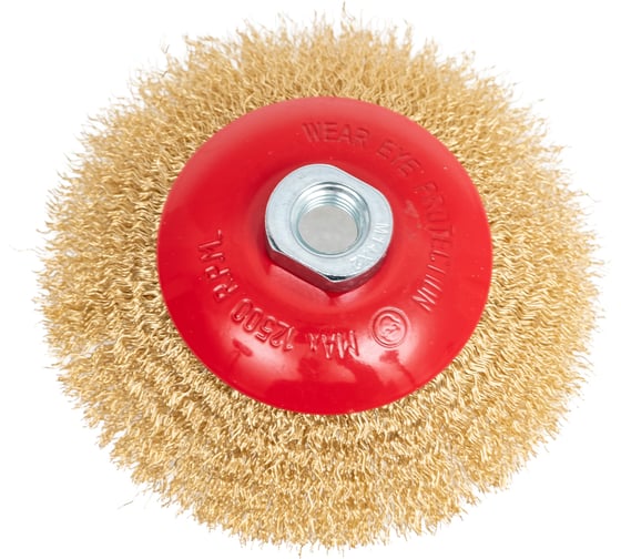 Изображение товара Щетка-тарелка для УШМ Hardcore 125 мм, М14, латунированная волнистая проволока 212125
