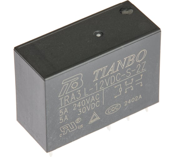 Изображение товара Реле электромагнитное Tianbo RELAY (25 шт/упак) TRA3-L-12VDC-S-2Z 1016