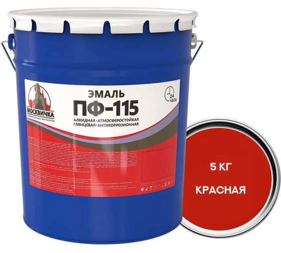 Изображение товара Эмаль Москвичка ПФ-115 красная, 5 кг 4620105774031