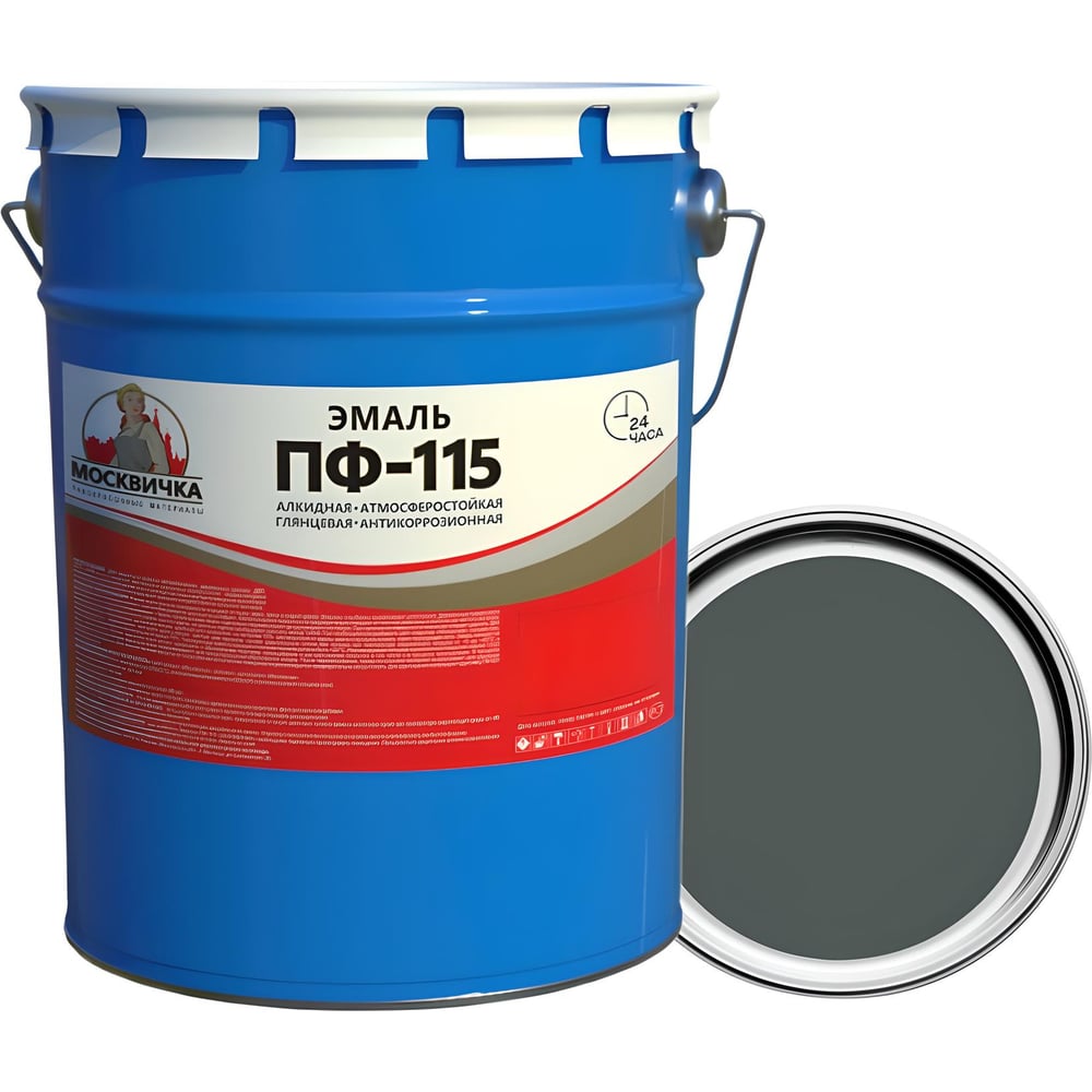 Изображение товара Эмаль Москвичка ПФ-115 темно-серая 3.5 л для внутренних и наружных работ