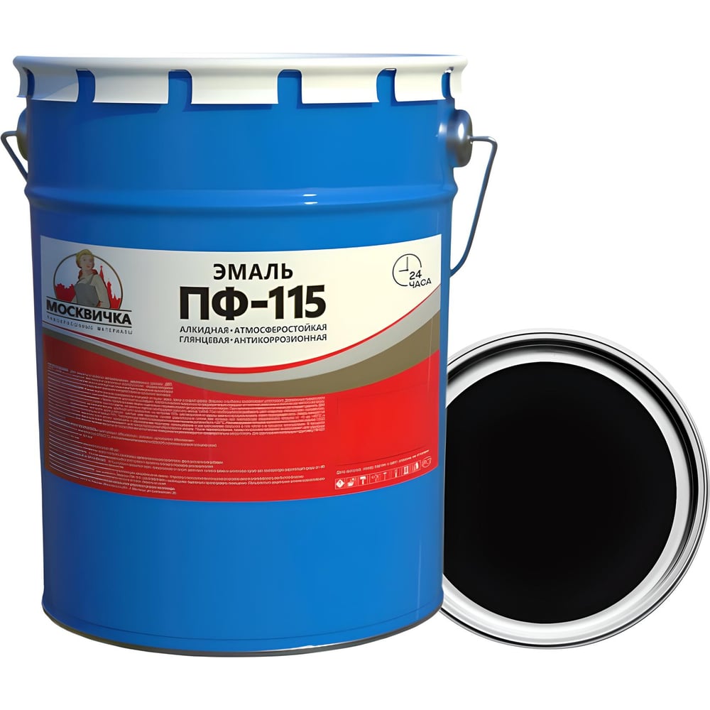 Изображение товара Эмаль Москвичка ПФ-115 черная 5 кг для внутренней и наружной отделки
