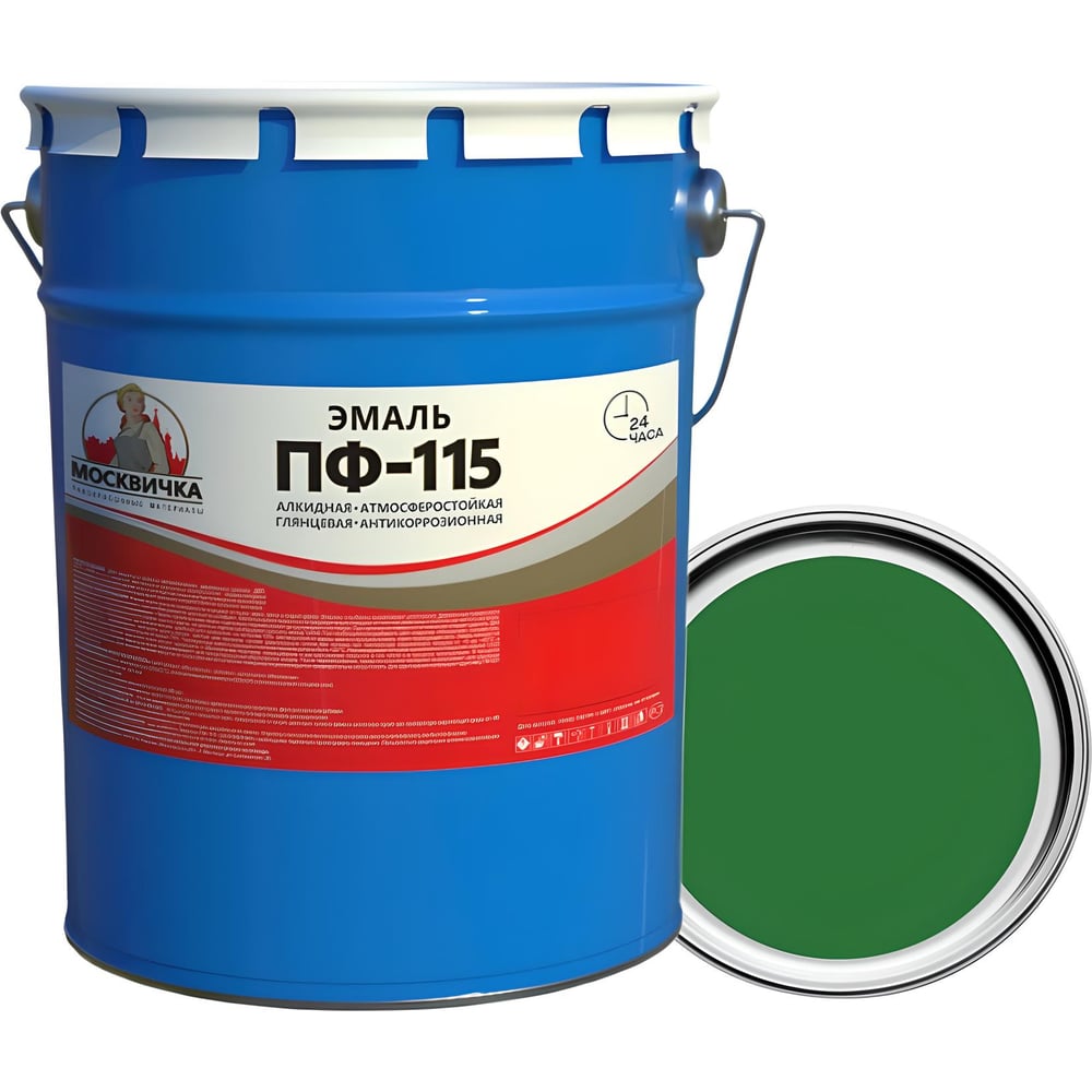 Изображение товара Эмаль Москвичка ПФ-115 зеленая 5 кг для наружных и внутренних работ