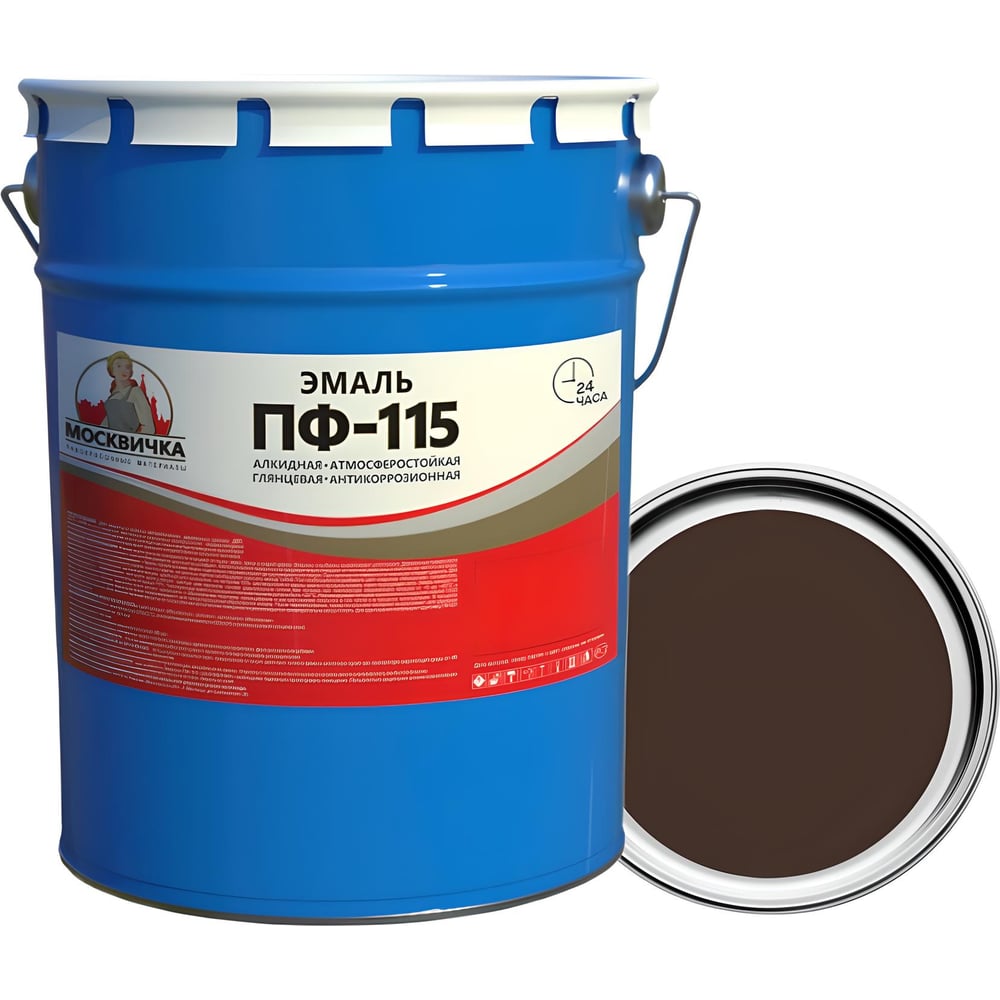 Изображение товара Эмаль Москвичка ПФ-115 коричневая ral 8017 5 кг быстровысыхающая влагостойкая