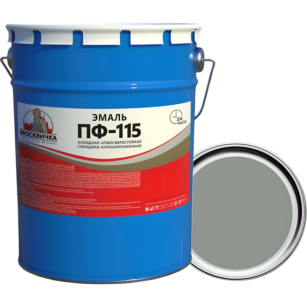 Изображение товара Эмаль Москвичка ПФ-115 серая 5 кг для внутренних и наружных работ
