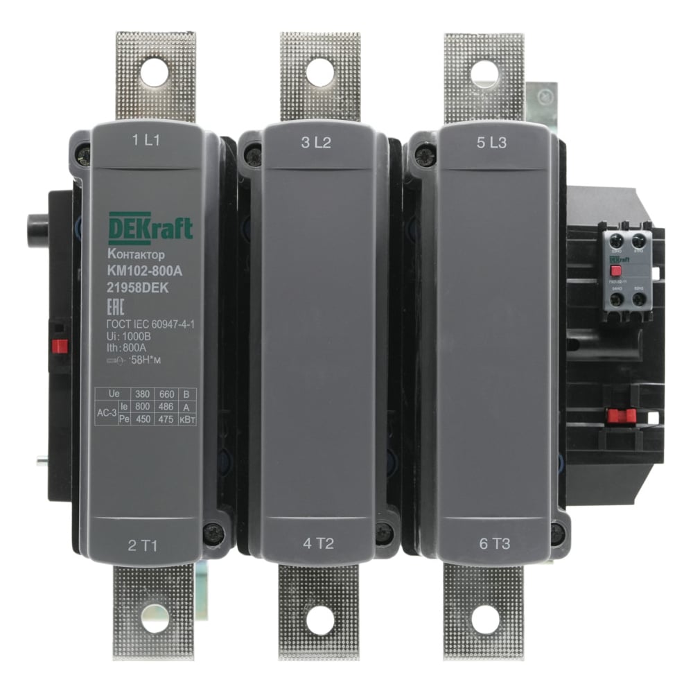Изображение товара Автоматический выключатель дифференциального тока Dekraft Контактор 800А 220В