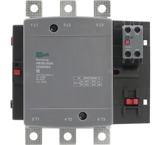 Изображение товара Контактор Dekraft 150А 110В_АС АС3_ АС4 1НО+1НЗ КМ-102 21942DEK