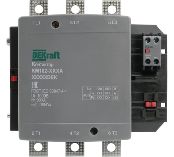Изображение товара Контактор Dekraft 330А 380В_АС АС3_ АС4 1НО+1НЗ КМ-102 21965DEK
