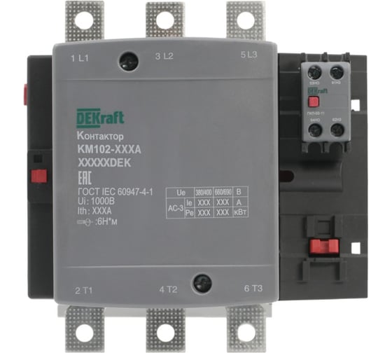 Изображение товара Контактор Dekraft 185А 380В_АС АС3_ АС4 1НО+1НЗ КМ-102 21950DEK