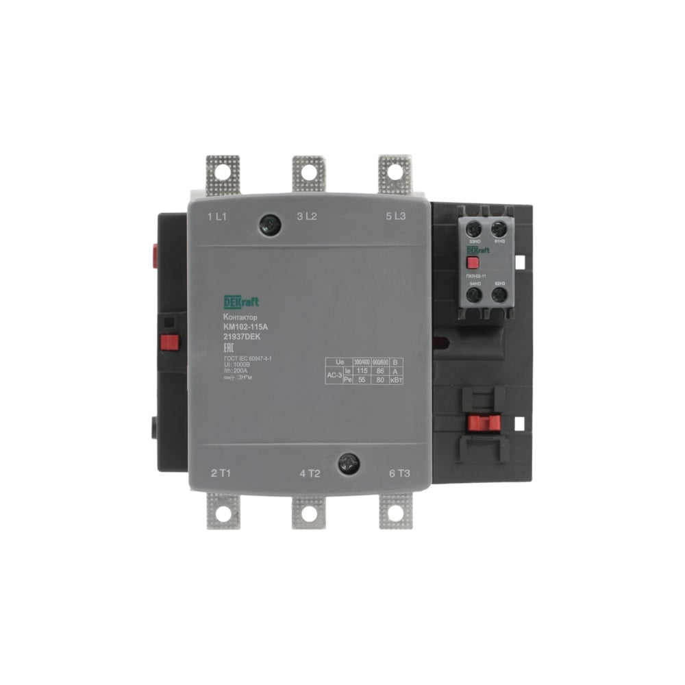 Изображение товара Контактор Dekraft 115А 220В 3POL силовой с 1NO+1NC