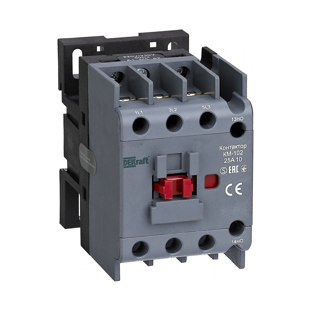 Изображение товара Контактор Dekraft 25А 230В_АС АС3_ АС4 1НО+1НЗ КМ-102 21922DEK